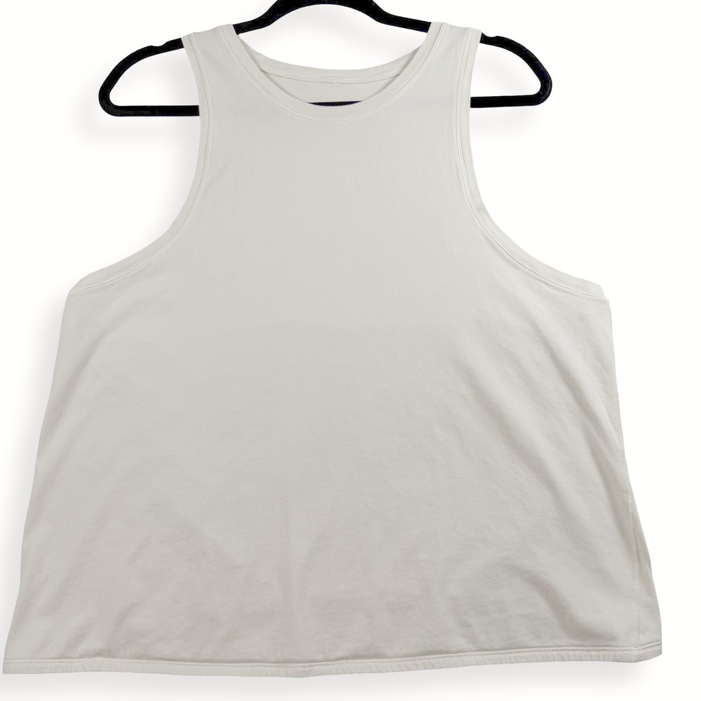 Lululemon Cream Off White Relaxed Muscle Tank Deep Armholes High Low Womens Top